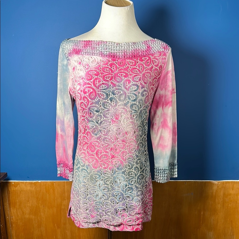 Pink and Gray Women's Top